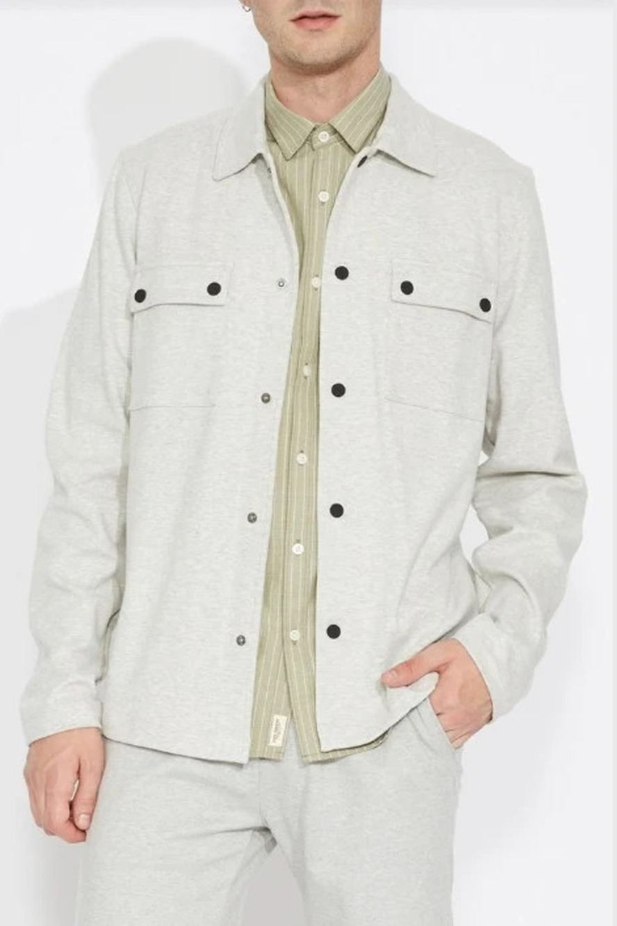 Civil Society Light Grey Snap Front Knit Shacket/49539